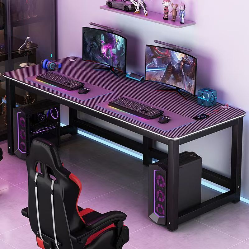 Computer Desk, Desktop Table for Bedroom, Home Study Desk, Gaming Table, Simple Rental Room Use, Carbon Fiber Pattern Double Gaming Table