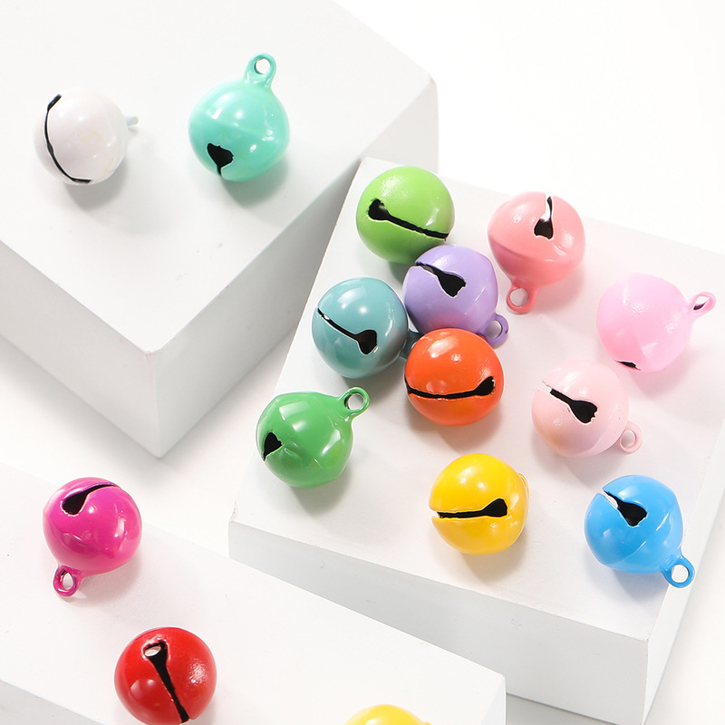 14mm paint iron bell color metal small bell handmade DIY pet accessories key chain pendant wholesale