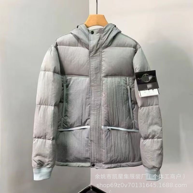 轻奢男冬季罗盘石头家加厚棉服男拉链宽松百搭徽章幽灵罗盘外套潮|undefined