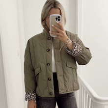 速卖通跨境外贸欧美女装ZA秋冬新款街头时尚休闲绗棉保暖棉衣外套