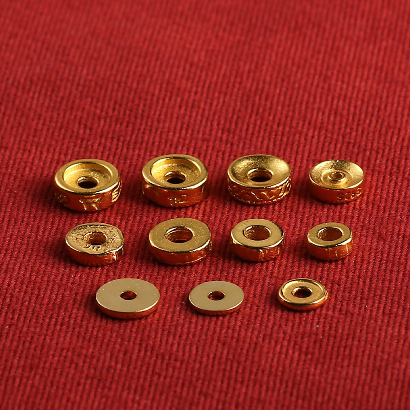 S925 silver six-character mantra, good luck spacer, straight cut silver gold plated ancient gold diy pendant pendant