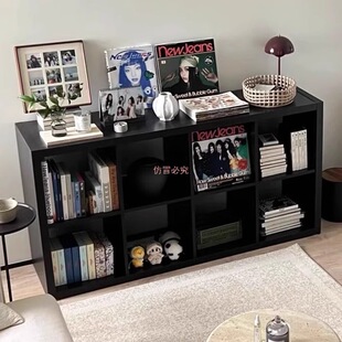 Black Kalek Bookcase Storage Cabinet Floor-Standing Wall Grid Cabinet Storage Cabinet Bedroom Cabinet Bedside Cabinet Storage Cabinet