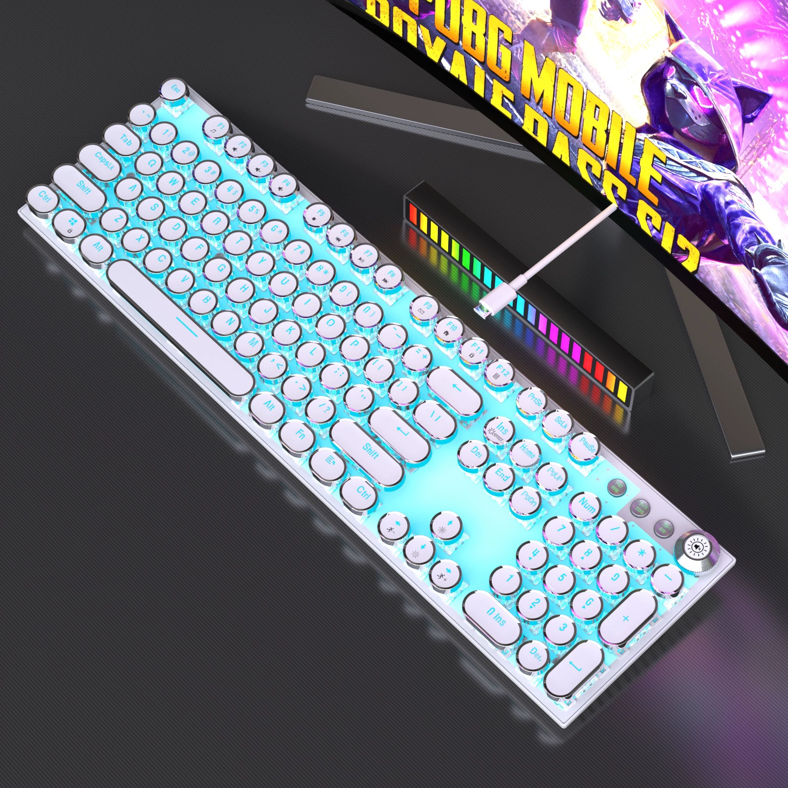 Заводская модель в стиле панк-стим ретро трёхрежимная RGB настоящая механическая клавиатура для соревнований, подключаемая с синими переключателями