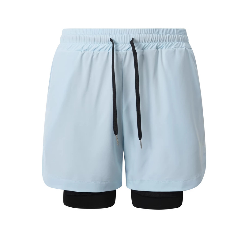 Cross-Border Foreign Trade Men's Summer Thin Sports Shorts Korean Style Double-Layer Three-Quarter Pants with Zipper Pockets Running Shorts