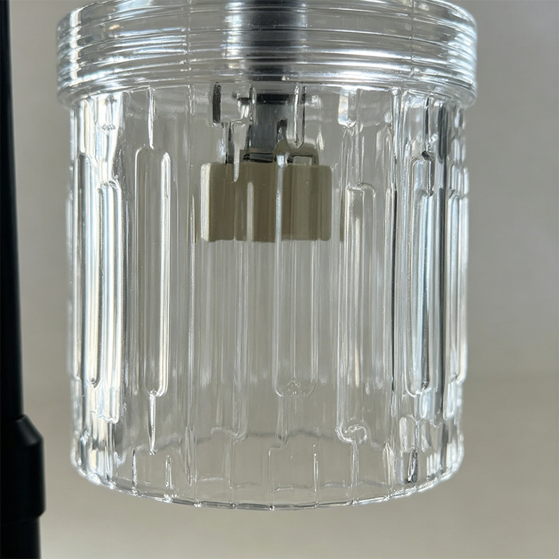 Lámpara de lámpara de vidrio rayado vertical lámpara de cera fundida lámpara de lámpara transparente en forma de copa lámpara de lámpara de cera de cera image 3