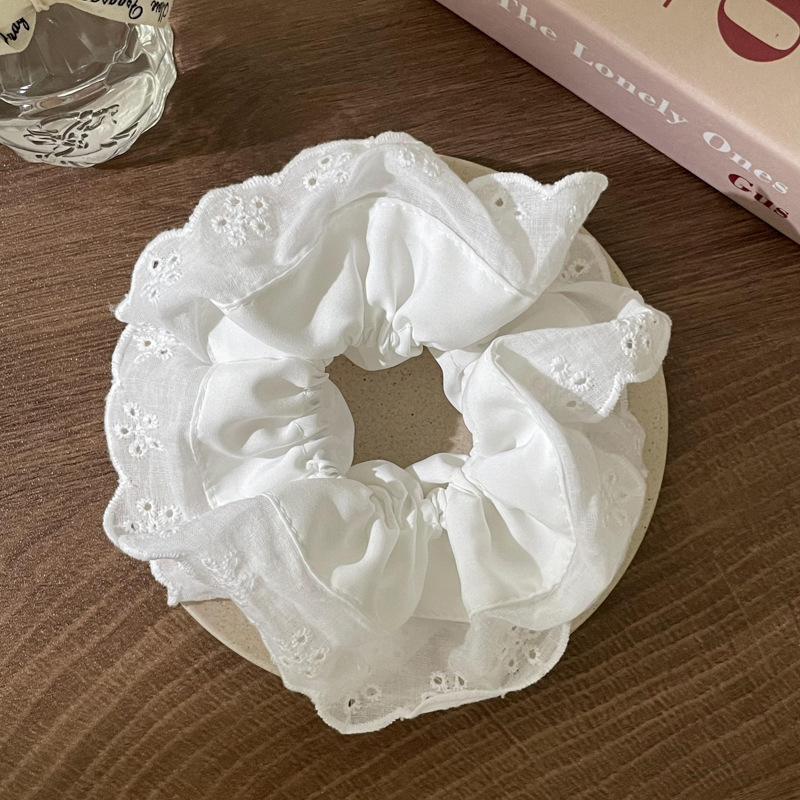 Primavera nueva corbata de pelo de intestino grueso para niños accesorios para el cabello de encaje dulce niña cabeza de bebé flor cuerda para la cabeza tocado de cuerda para el cabello japonés