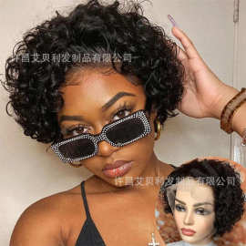 Pixie Cut Lace Front Human Hair Wig真人发曲假发13*1蕾丝头套