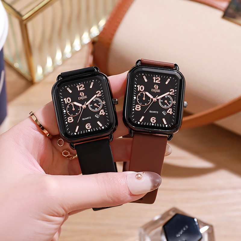 2026 New Model Large Dial Square Silicone Unisex Couple Watch Design with Sun, Moon, and Stars Luminous High-End Watch