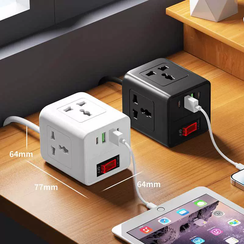 跨境欧规排插多插位大功率万能孔USB智能插座英规美标电 源插线板