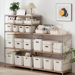 桌面收納盒家用零食帶蓋小盒子雜物收納筐塑料辦公桌整理箱儲物盒