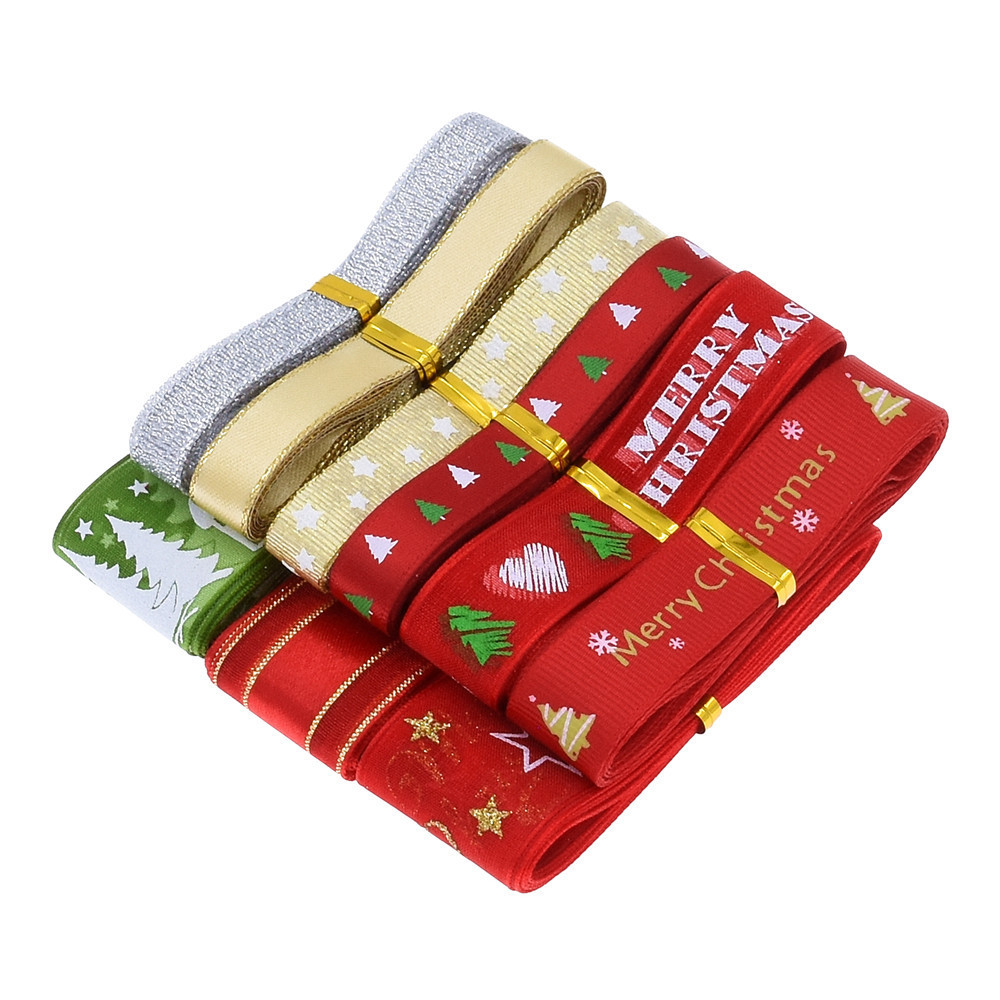 Hot sale Amazon Navidad cinta set polvo estampado Inglés madre impresión árbol de Navidad cinta de nieve roja