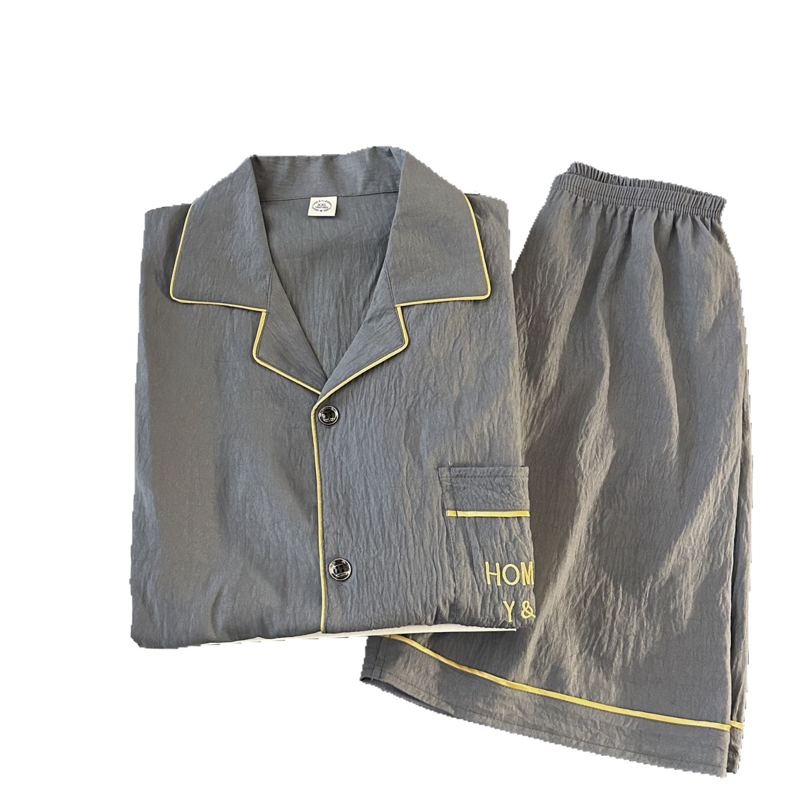 Pijamas de gasa de algodón de estilo explosivo en vivo para hombres de manga corta de verano, los estudiantes de dibujos animados casuales pueden usar trajes de servicio a domicilio