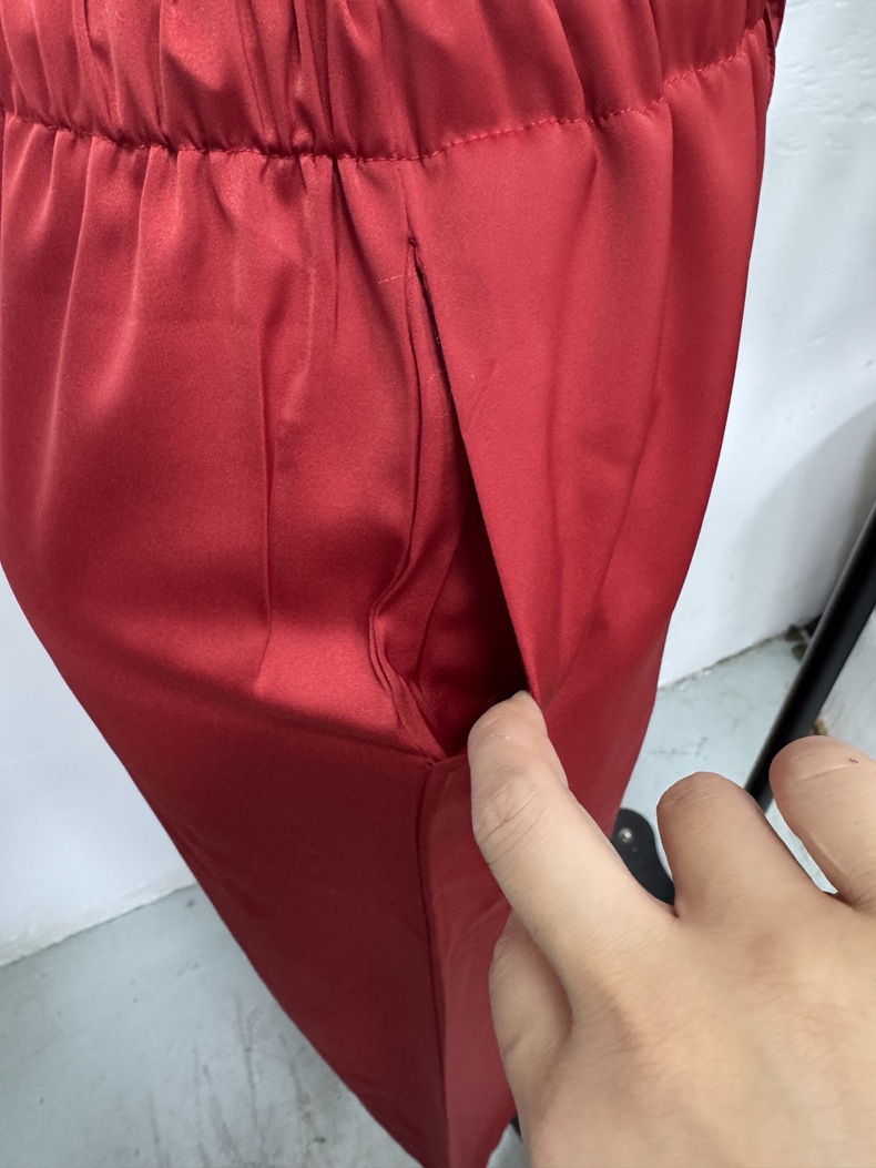 Women's Clothing Women's Trendy Satin Casual Pants Style Wide Leg Drawstring Trousers Loose Fit Spring For Formal & Casual For Women_ecoleips.com