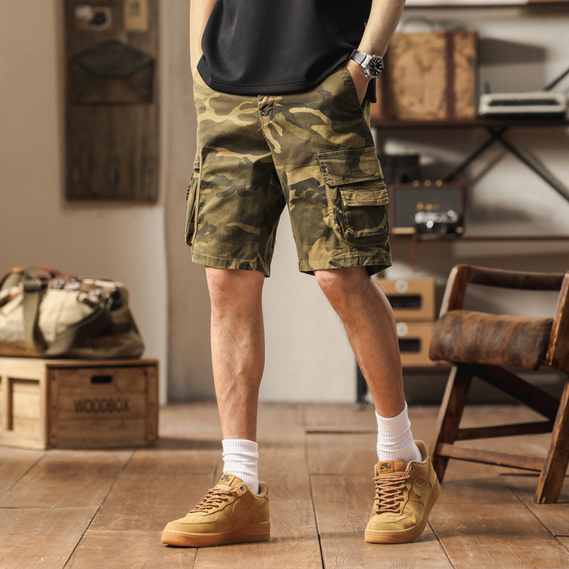 Anyang Summer New Workwear Five-Point Pants Men's Trendy Camouflage Pants Loose Casual Shorts American Retro Mid-Length Pants