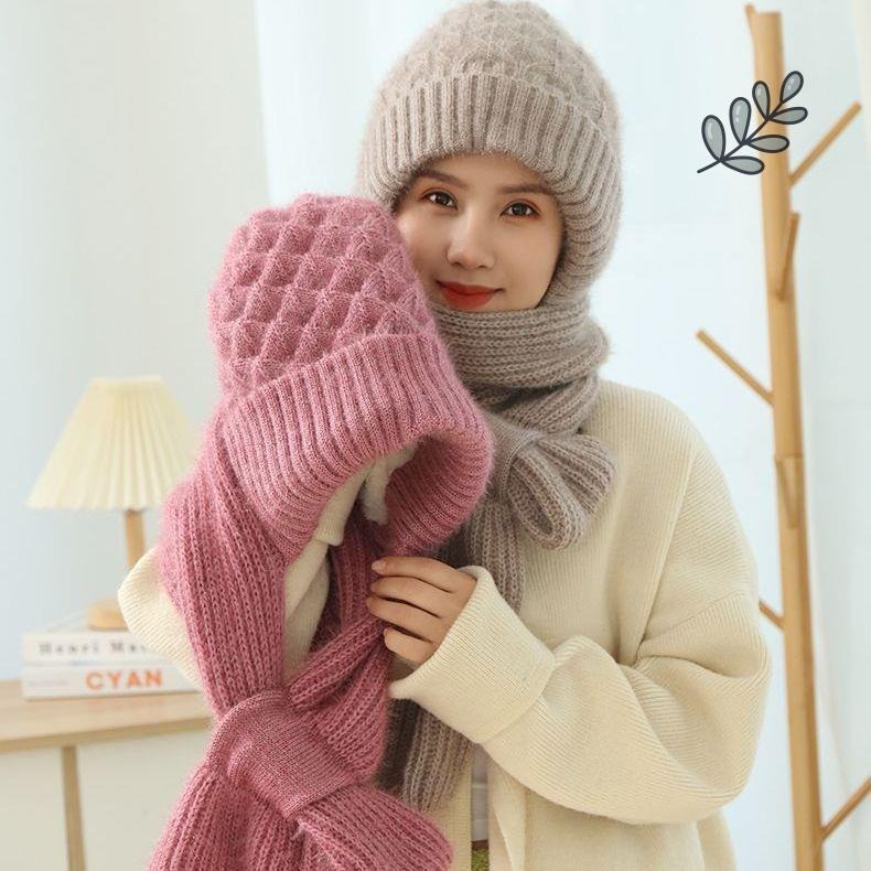 Hat Women's Autumn And Winter Knitted Hat Scarf Integrated Snow Hat Plush Wool Hat Can Be Buckled Neck Protector Squirrel Velvet Hat_viptrois.com