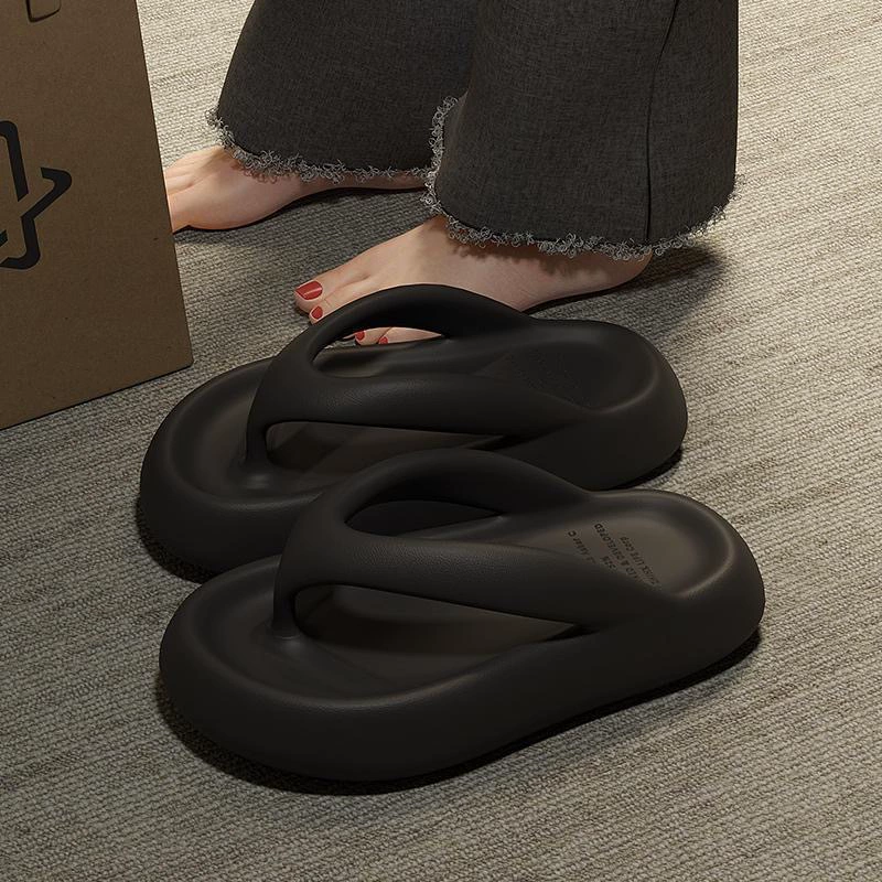 Женские шлепанцы на толстой подошве из ЭВА, новая летняя одежда, Нескользящие пляжные сандалии от кибер-знаменитостей, со ступнями и дерьмом для женщин