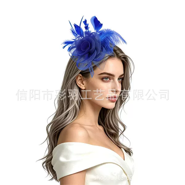 Amazon's best-selling women's headpiece with floral design, mesh hair accessory, feathered veil, suitable for weddings, parties, and horse racing festivals, fashionable combination