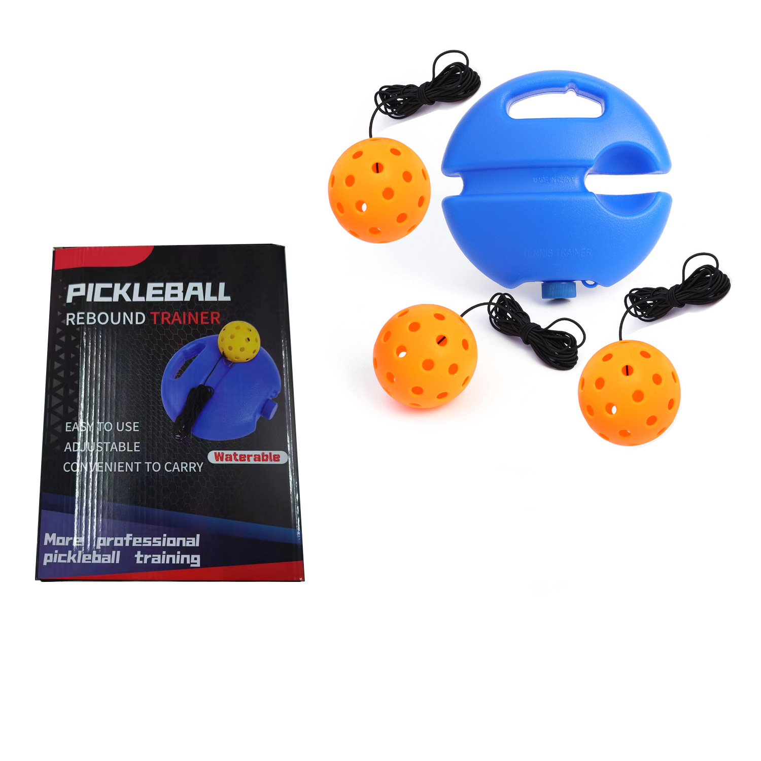 Entrenador de bolas de pico único 40 hoyos PE Bola de agujero elástico alto principiante práctica Pickleball base de inyección de agua