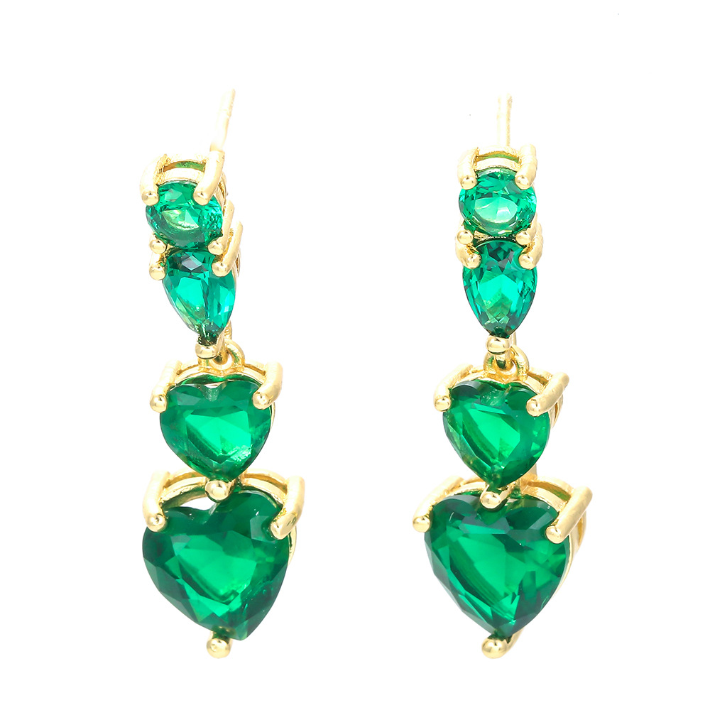 7g Weight Earrings Event & Party Supplies Zircon Inlay Material Fashion Heart Shape Copper Drop Earrings Inlay Zircon Copper Earrings