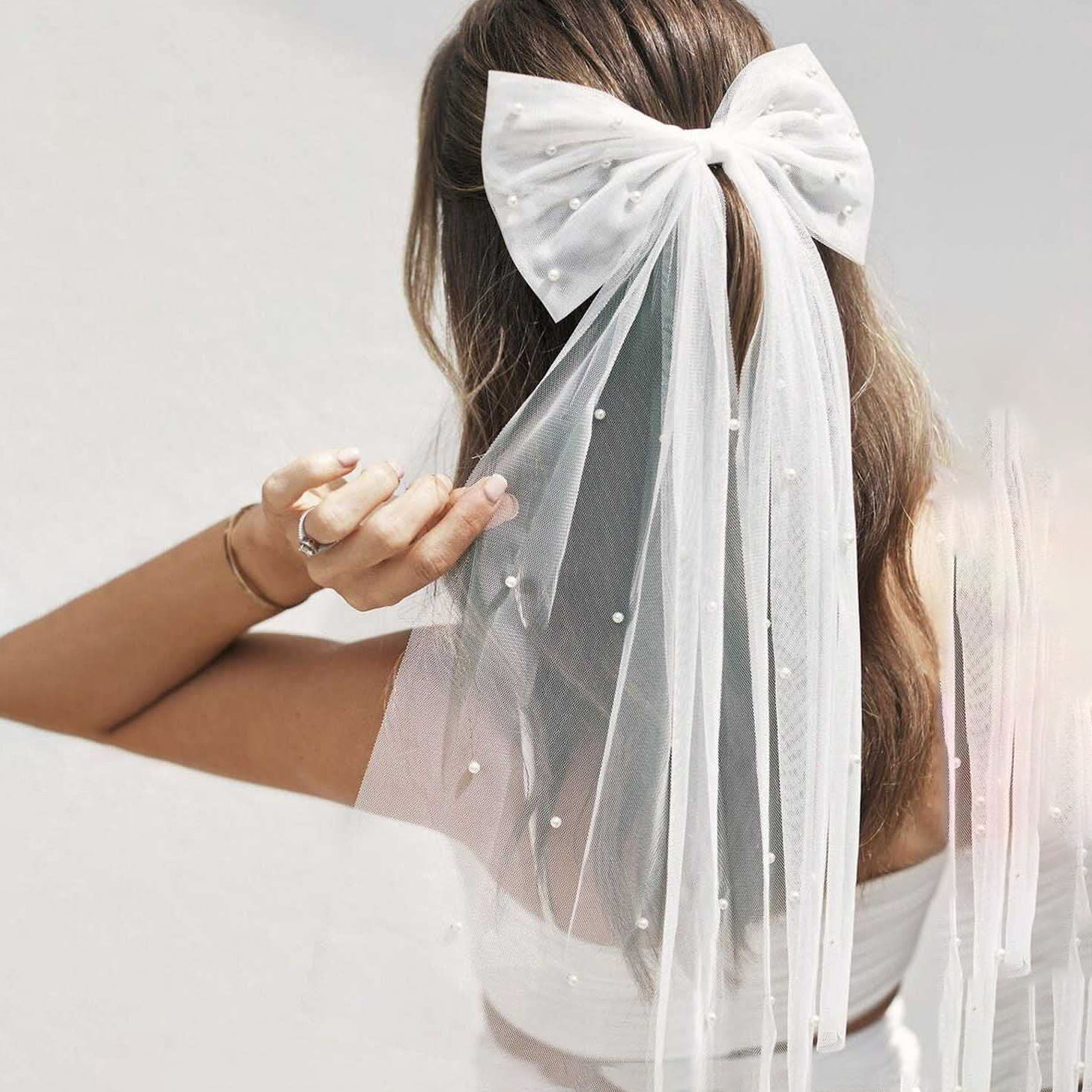 Big elegant hairgrip pearl with bow