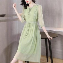 真丝连衣裙夏装2025新款中年妈妈洋气高端正品桑蚕丝裙子