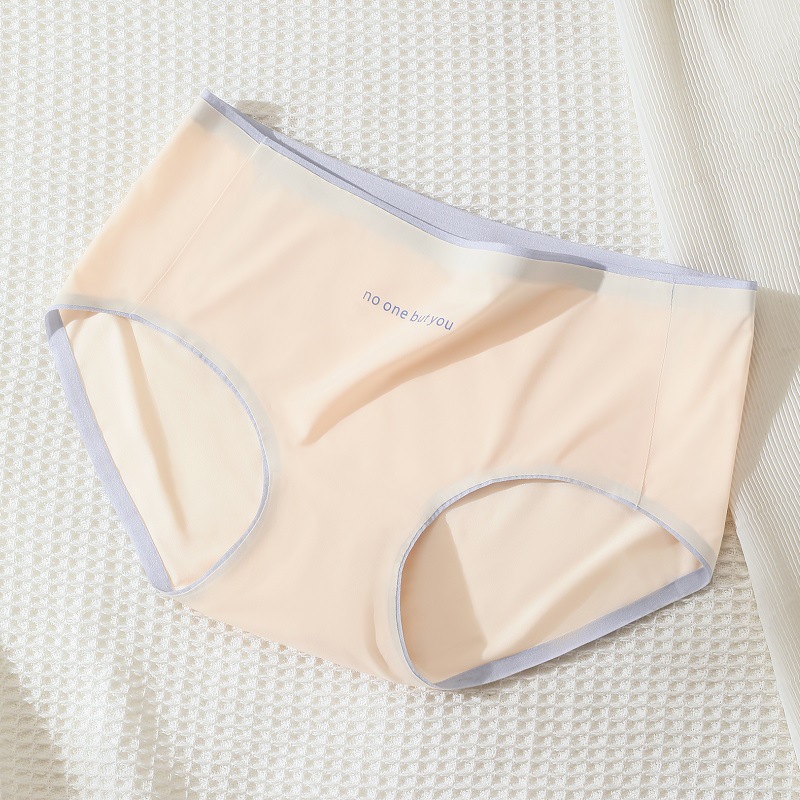 Ropa interior de seda de hielo de verano de las mujeres delgada de algodón puro transpirable entrepierna sin costuras de cintura media triángulo pantalones cortos cabeza estilo deportivo ropa interior de niña