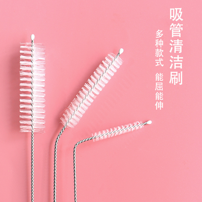 Straw Cleaning Brush Household Cleaning Bottle Water Kettle Gap Straw Brush Nylon Material Decontamination Cleaning Small Brush