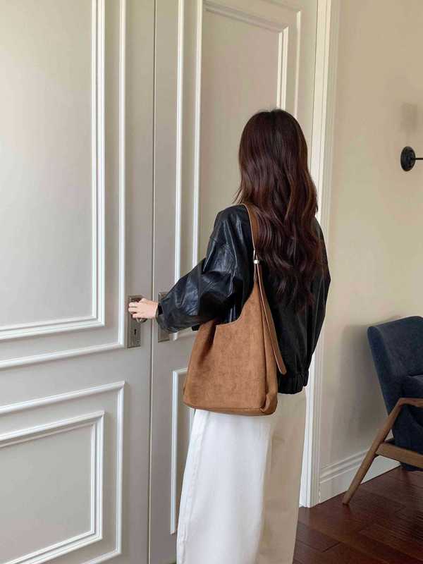 多果女包 复古磨毛绒面单肩包女2025秋冬通勤日常百搭斜挎托特包|undefined