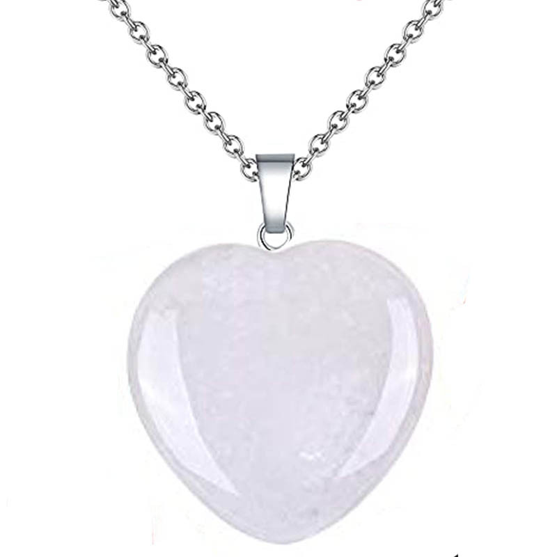 Iron Chain Material Casual Simple Style Heart Shape Natural Stone Crystal Iron Wholesale Pendant Necklace