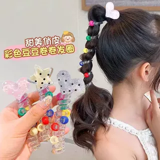 甜美波点星星泡泡辫编发神器扎马尾发绳2025新款高级感电话线发圈