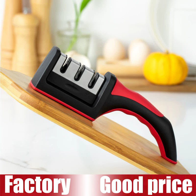Three-stage kitchen knife sharpener for home use, quick knife sharpening tool, multifunctional hand-held knife sharpener, in stock