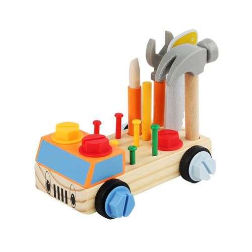 Cross-border children's wooden educational disassembly and assembly nut knocking tool cart fine motor skills early education toys