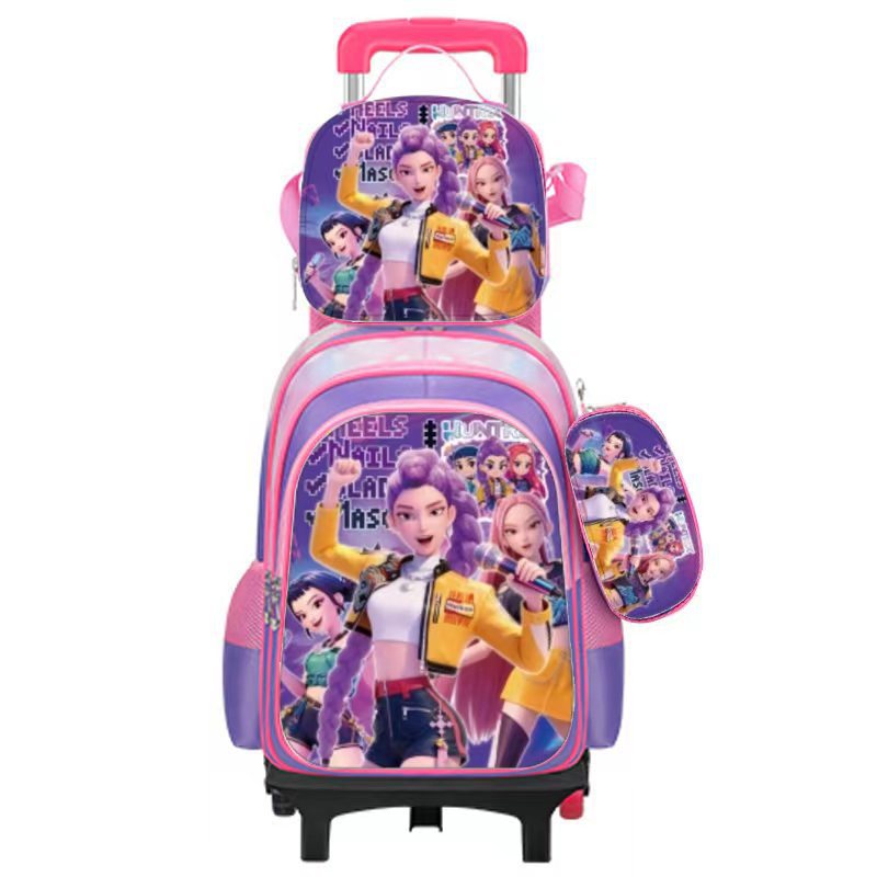 Transfronterizo 3D estereoscópico de tres piezas bolsas escolares para estudiantes de primaria Caza de brujas de cáscara dura de dibujos animados de gran capacidad bolsas escolares de varilla de tracción para hombres y mujeres