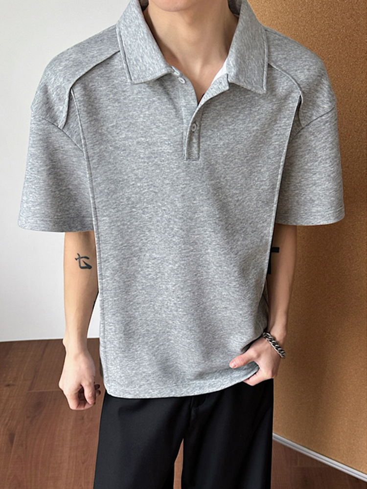 Herren Hemd Im Hongkong Style Mit Revers Und Kurzen Ärmeln_voghion.com