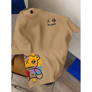 G 54131 Bear Star Print Crew Neck Tee С������ӡ���A�I T ��