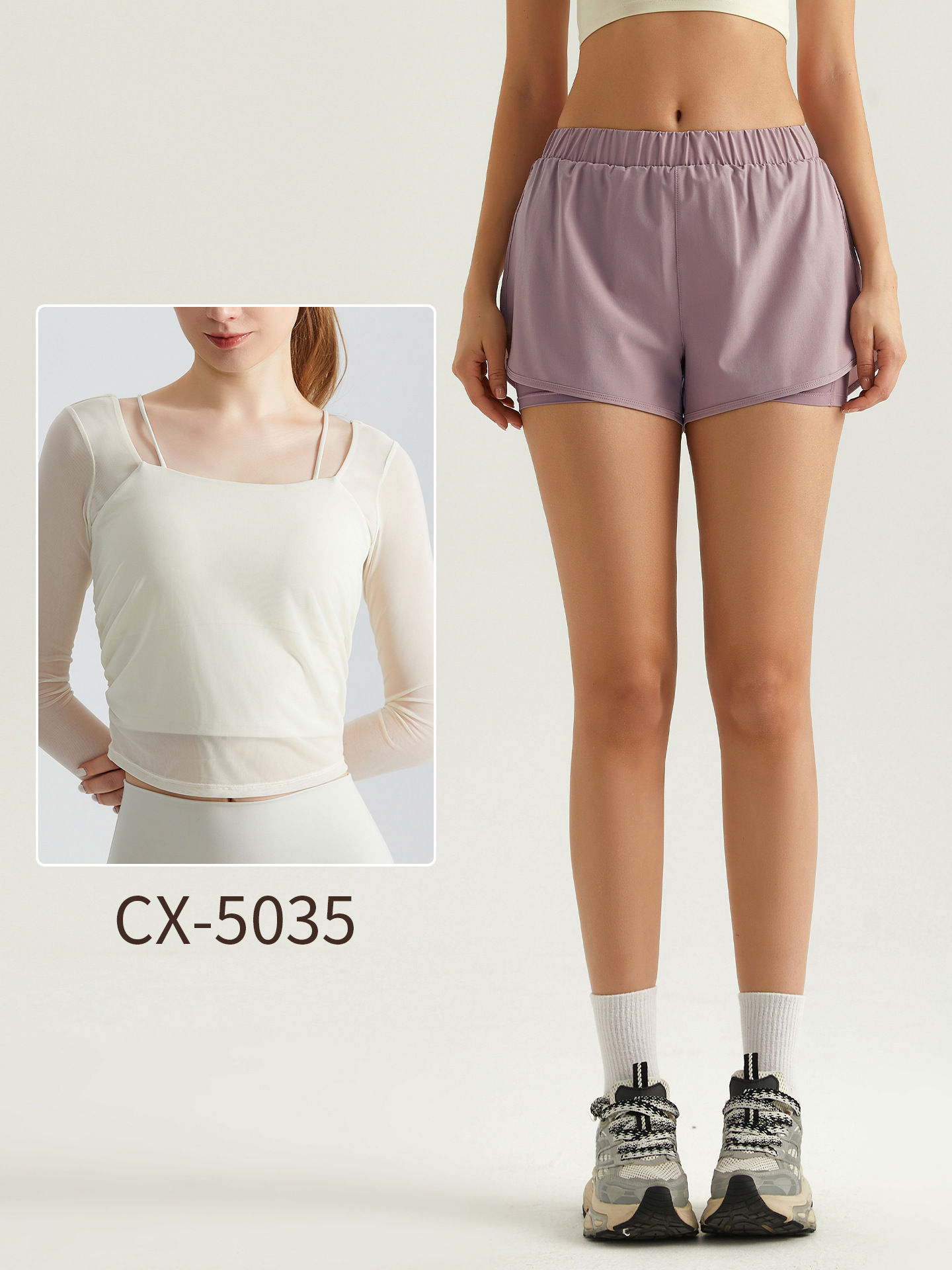 Pantalones cortos deportivos para mujer LAHN, de cintura alta, holgados, pantalones de yoga para correr, pantalones cortos adelgazantes, finos y transpirables para el verano