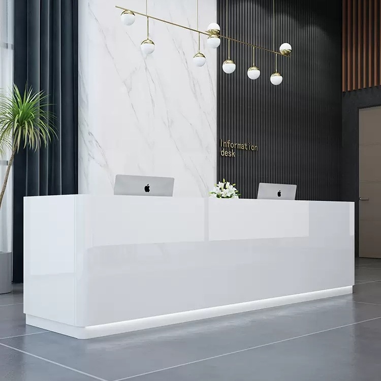 Painted Front Desk Reception Desk Company Front Desk Beauty Salon Counter White Cashier Desk Simple Modern Curved Bar