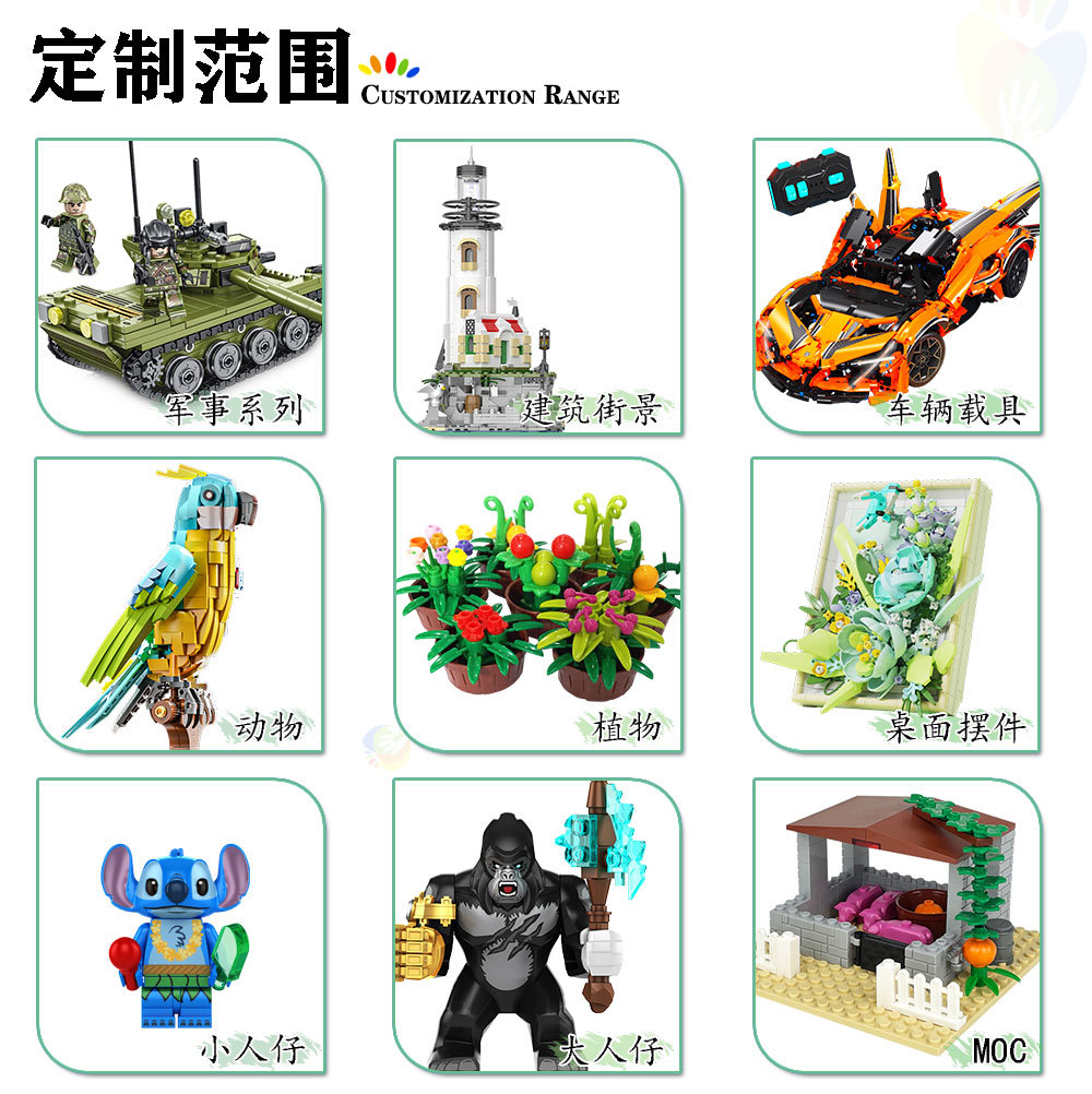 公司礼品钥题扣MOC积木小颗粒制作儿童玩具拼积木人仔袋装