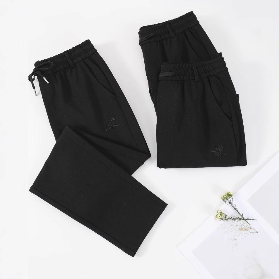 Pantalones casuales de cintura alta de talla grande para hombres pantalones largos de cintura elástica sueltos de mediana edad y ancianos pantalones de pierna recta con cremallera de control de acceso para hombres