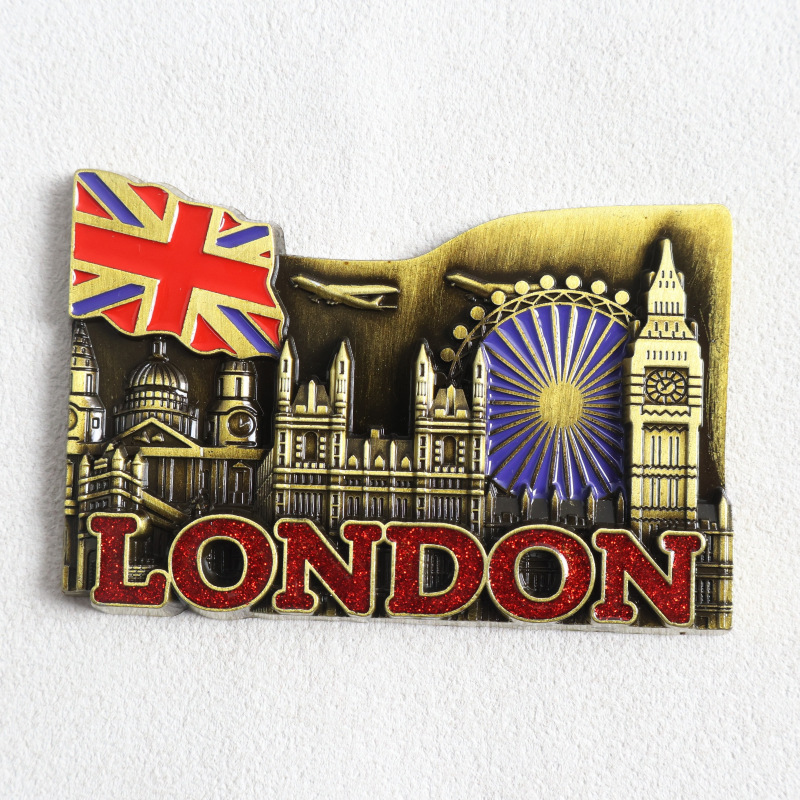 跨境金属冰箱贴定制英国厨房冰箱贴伦敦纪念品英国国旗纪念品磁贴|undefined