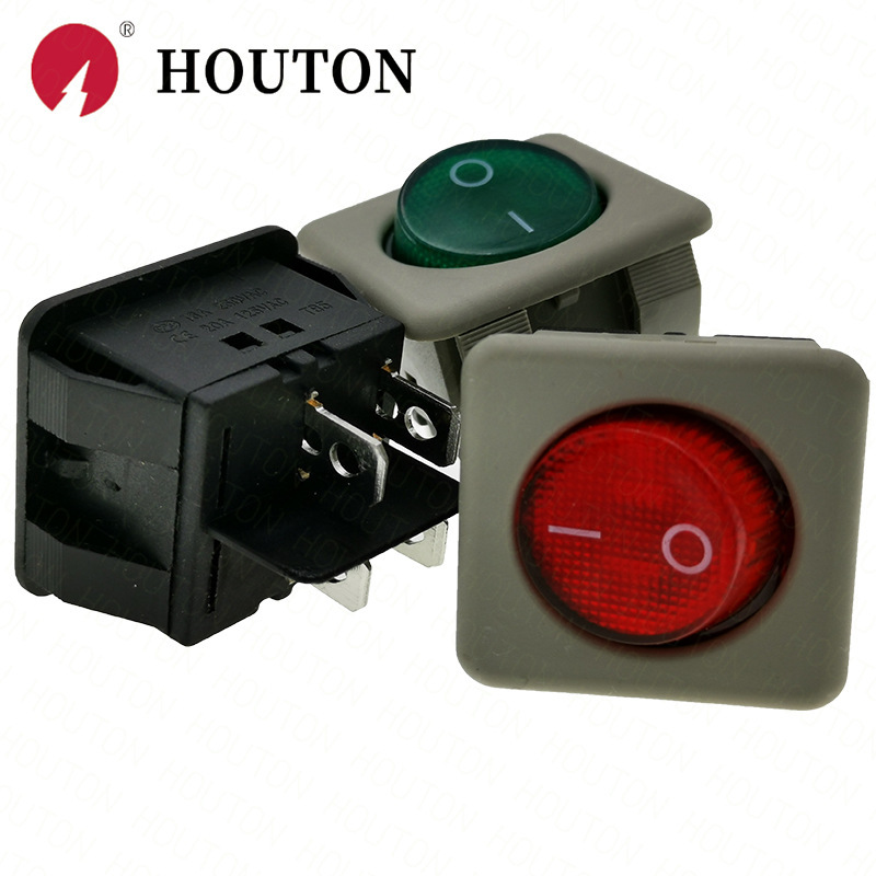 高质量 RK1-05/201 4脚带灯两档 跳板开关外方内圆打包机电源开关