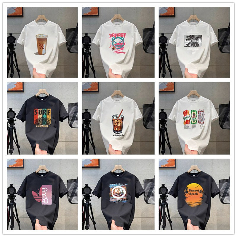 Cotton T-Shirt 2024 Summer Fashion Brand Casual New Men's Loose plus size Round Neck Printed Base Top Short Sleeve Cotton T-Shirt 2024 Summer Fashion Brand Casual New Men's Loose plus size Round Neck Printed Base Top Short Sleeve