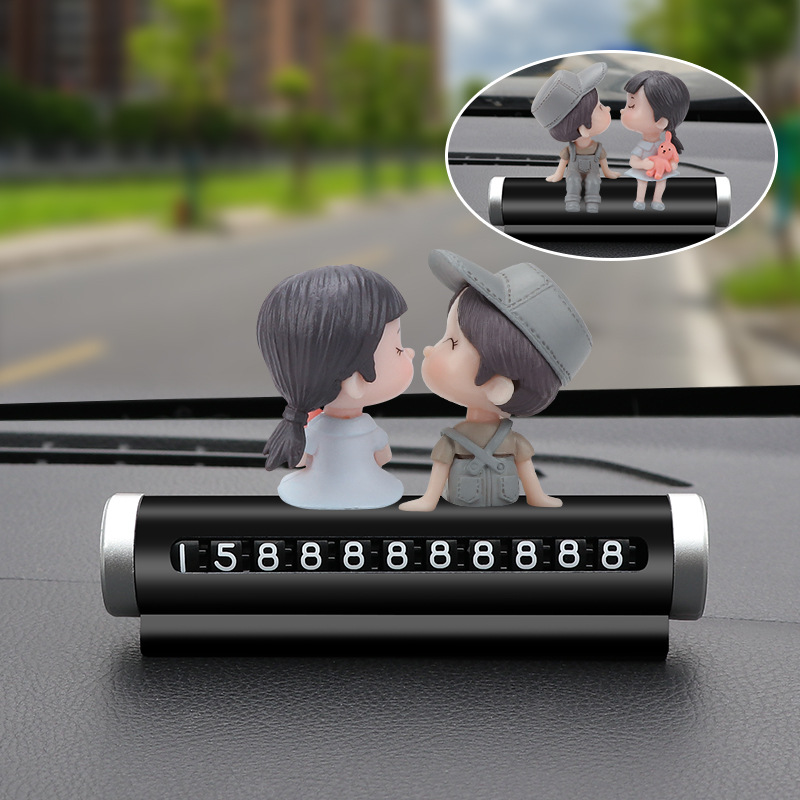 Matrículas de estacionamiento temporal de automóviles, decoraciones interiores de automóviles, personalidad linda, suministros creativos para automóviles, placas de teléfono de automóviles móviles