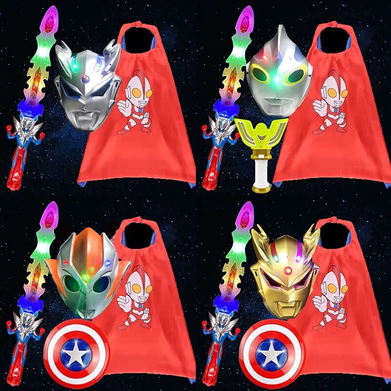 Ultraman Cloak Zero Cloak Glowing Ultraman Mask Music Sword Boys and Girls Kindergarten Activity Gifts