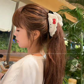 可爱呆萌蝴蝶结饺子抓夹女2025新款后脑勺盘发鲨鱼夹发卡夹子头饰