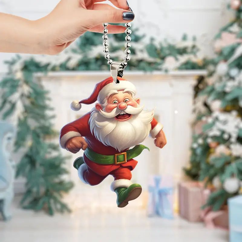Santa Claus adorable Navidad colgante acrílico transfronterizo nuevo coche plano espejo interior decoración