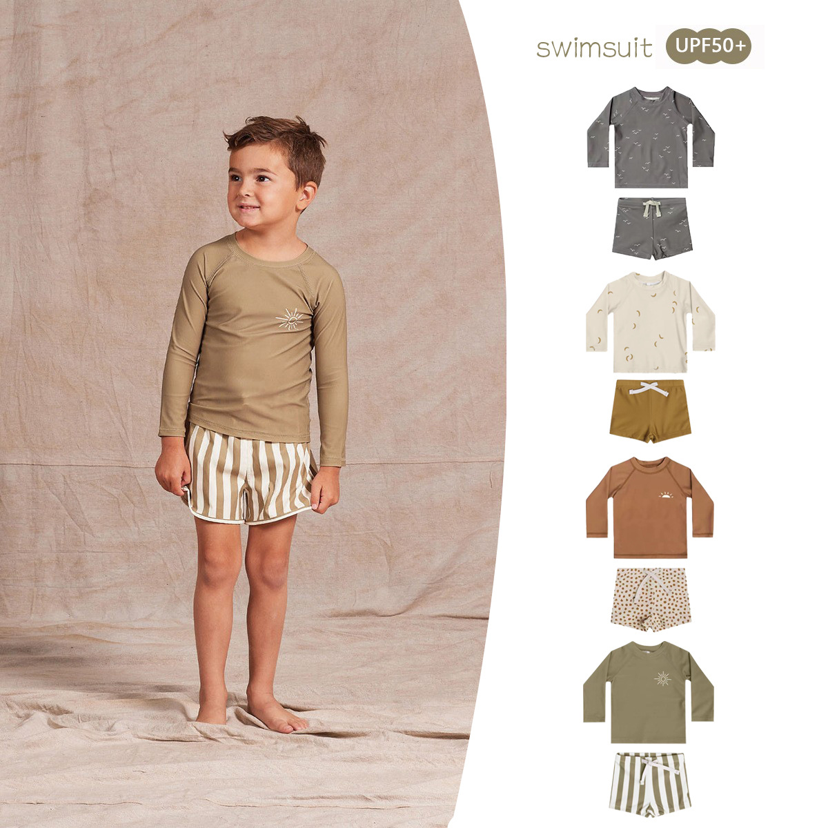 Children's Vacation Two-Piece Swimsuit New Style Baby Long-Sleeve Swimwear Boys' High-Quality Chlorine-Resistant Sun-Protective Swimwear