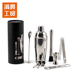 定制爆款不锈钢调酒器套装调酒全套工具酒吧鸡尾酒圆桶包装