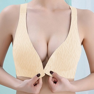 Cross-Border Front-Button Nursing Bra for Women, Push-Up, Wire-Free, Breast-Retracting Bra, Summer Thin, Seamless Maternity Bra
