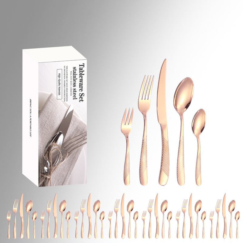 Amazon productos vajilla de acero inoxidable 20/30/40 Unidades diamante estrella 5 piezas principales simple caja occidental alimentos cuchillo, tenedor y cuchara traje